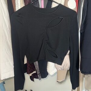 Black Cut-Out Long Sleeve Top